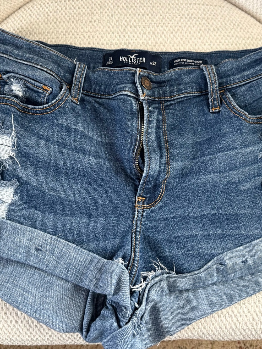 Hollister Women's Mid-Rise Blue Denim Shorts